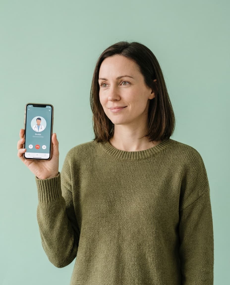 Patient connecting for a virtual care visit on her phone