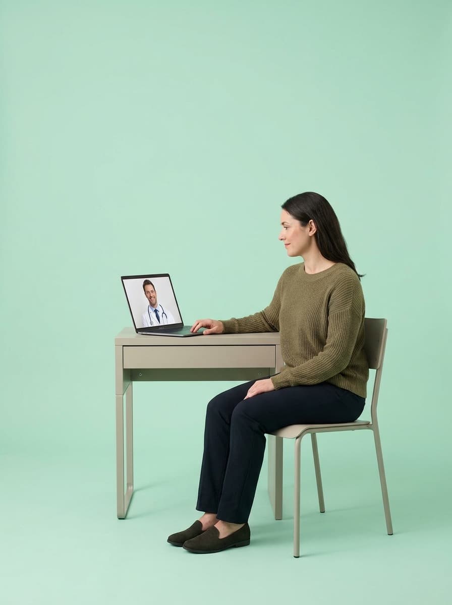 Patient on a laptop video visit with a physician